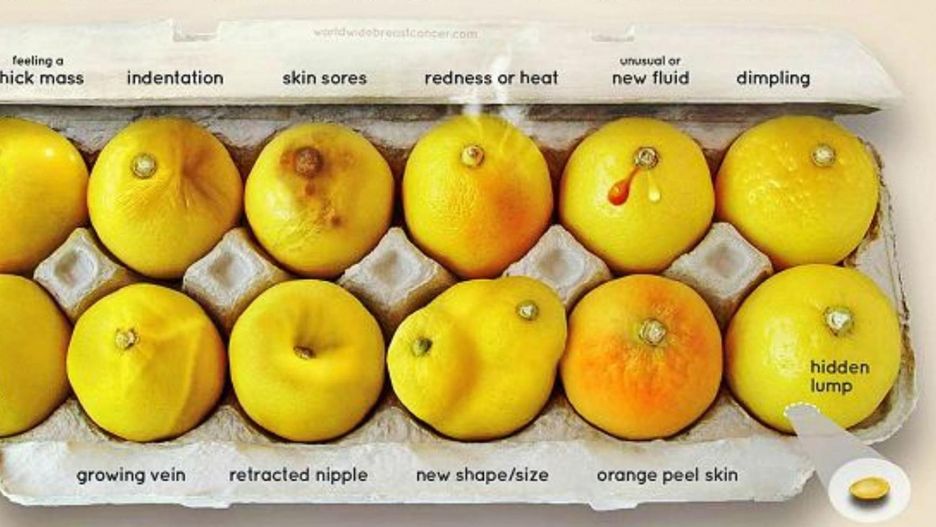 Cytryny symbolizujące nowotwór piersi