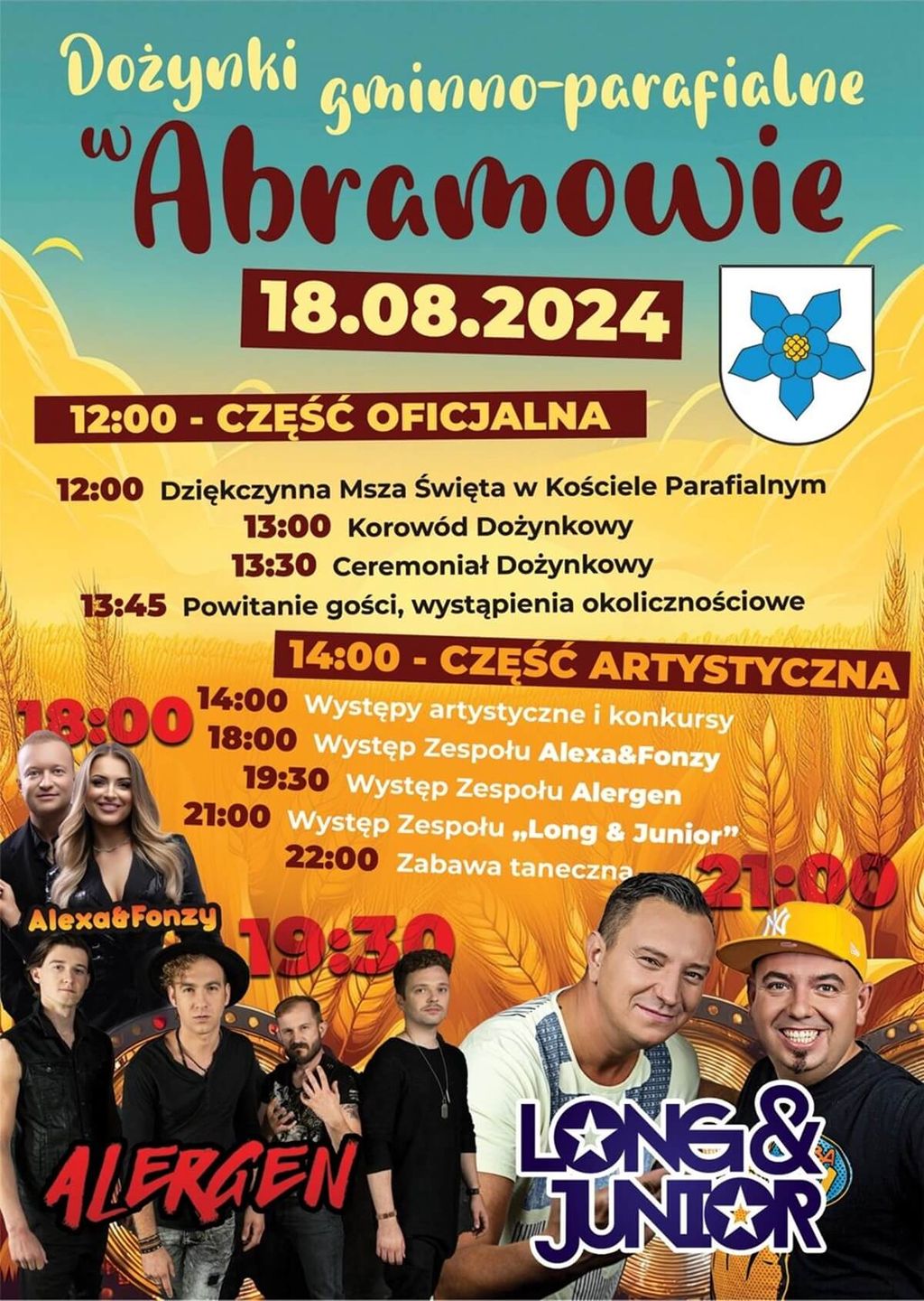 Dożynki w Abramowie 2024 - plakat, program wydarzenia