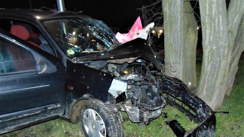 Wrocław. Po pijaku wjechał w drzewo. Miał prawie 2 promile alkoholu