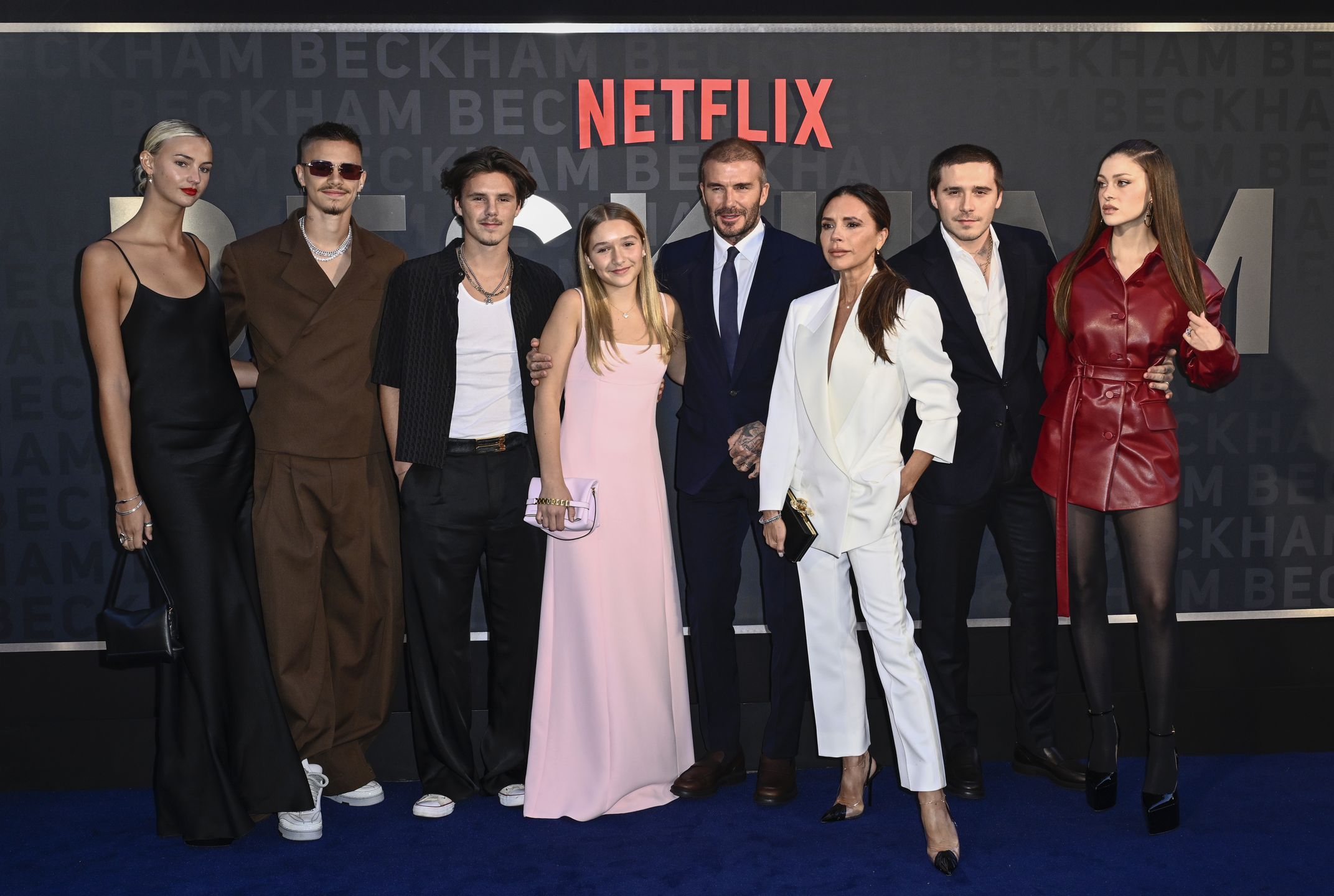 Mia Regan, Romeo Beckham, Cruz Beckham, Harper Beckham, David Beckham, Victoria Beckham, Brooklyn Nicola Peltz