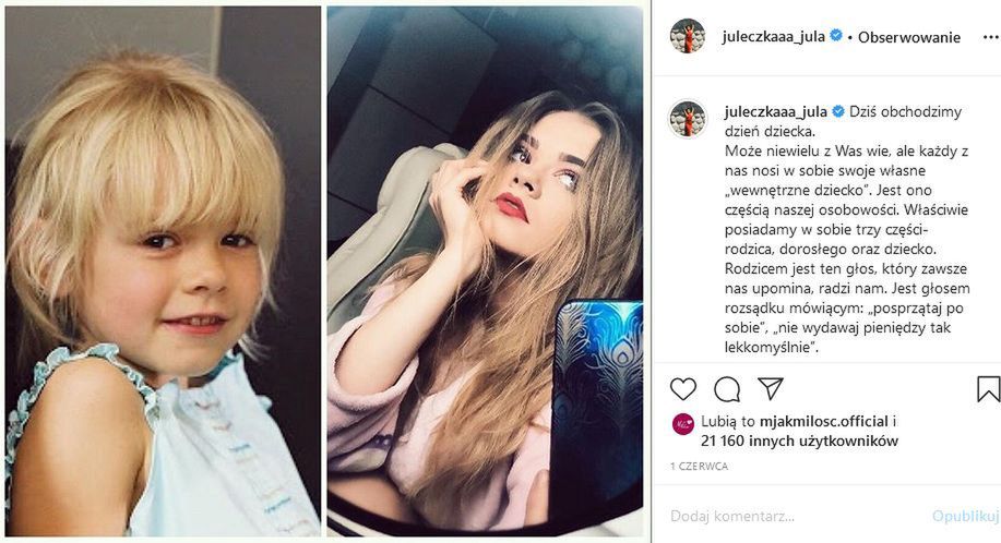 Julka Wróblewska na Instagramie