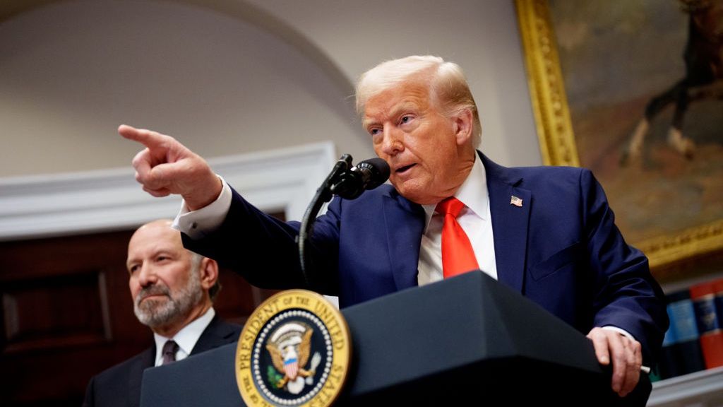 President Trump Makes An Investment Announcement In The Roosevelt Room Of The White House
WASHINGTON, DC - MARCH 03: U.S. President Donald Trump, accompanied by Commerce Secretary Howard Lutnick (L) takes a question from a reporter in the Roosevelt Room of the White House on March 3, 2025 in Washington, DC. Trump announced that Taiwan Semiconductor Manufacturing Company, one of the largest manufacturers of semiconductor chips, plans to invest $100 billion in new manufacturing facilities in the United States. (Photo by Andrew Harnik/Getty Images)
Andrew Harnik
