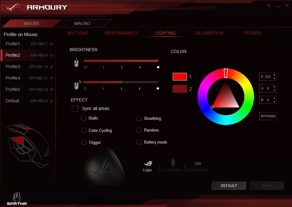 Asus ROG Spatha - ROG Armoury i ustawienie podświetlenia