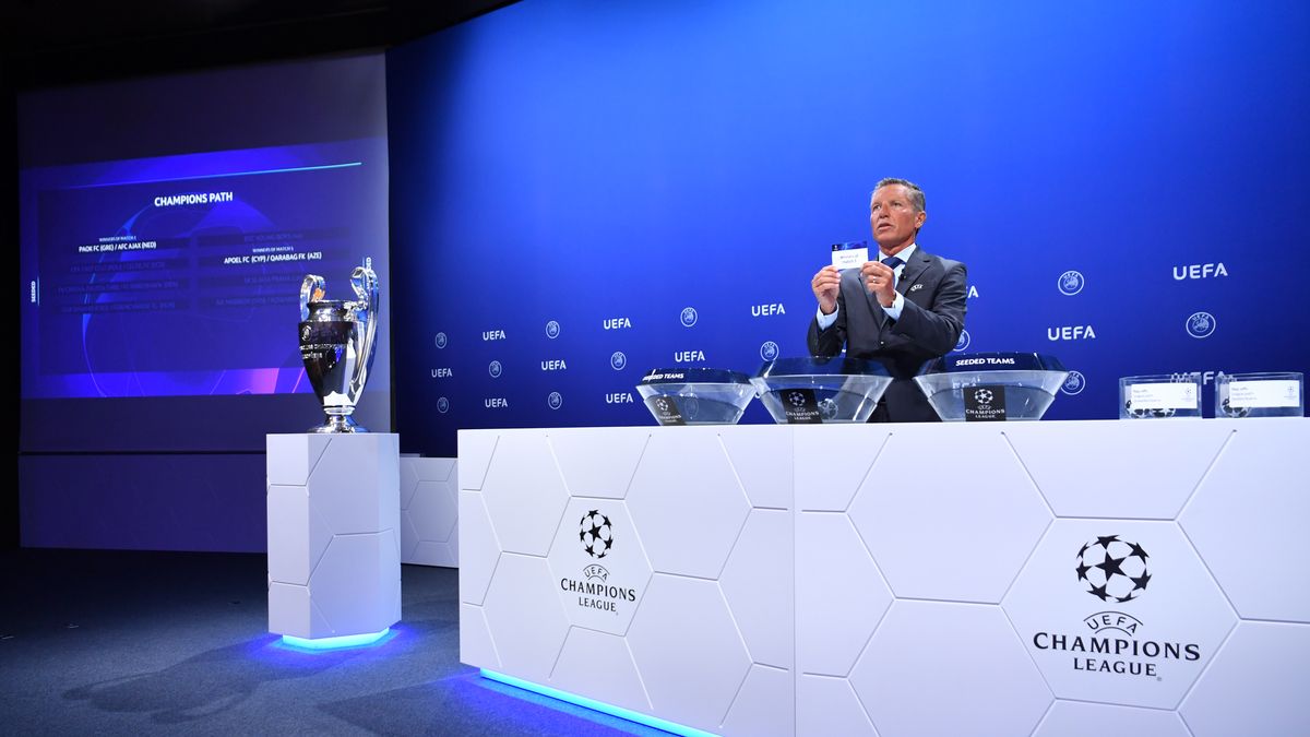 NYON, SWITZERLAND  AUGUST 5: UEFA Head of Club Competitions Michael Heselschwerdt during the UEFA Champions League 2019/20 Play-off draw at the UEFA headquarters, The House of European Football on August 5, 2019 in Nyon, Switzerland. (Photo by Harold Cunningham - UEFA/UEFA via Getty Images)