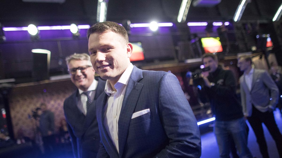 Slawomir Mentzen seen during Election night of Konfederacja (Confederation) party in Warsaw on October 15, 2023. (Photo by Maciej Luczniewski/NurPhoto via Getty Images)