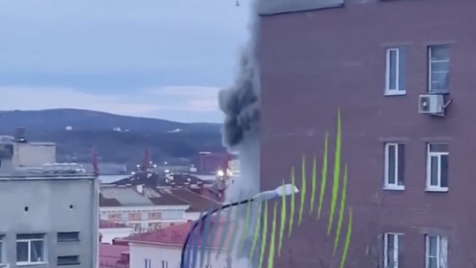 Pożar w biurze komisji wojskowej w Murmańsku