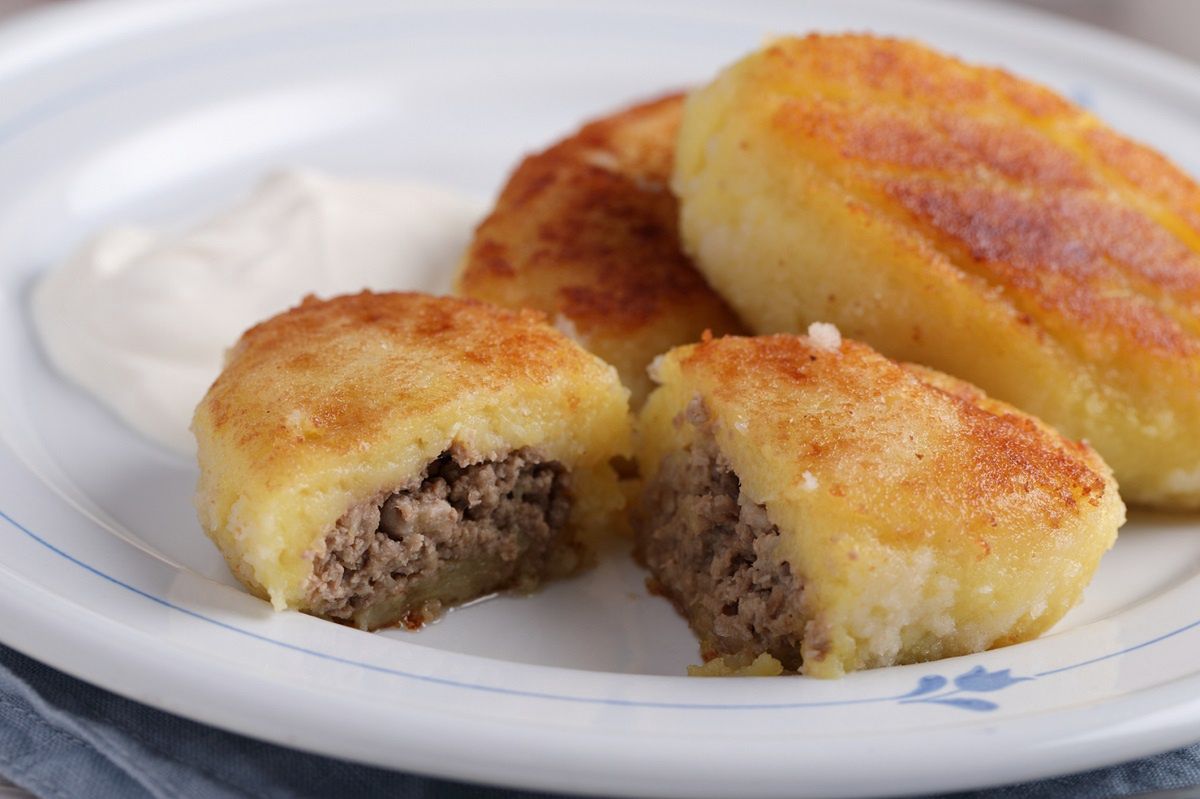 Potato patties with minced meat.