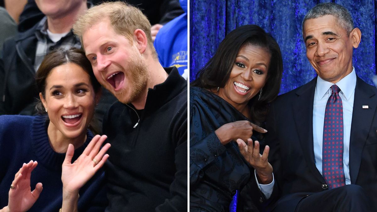 Meghan Markle i książę Harry oraz Michelle i Barack Obamowie 
