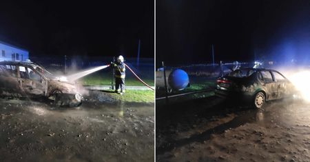 Pożar samochodu osobowego w Parzeniu
