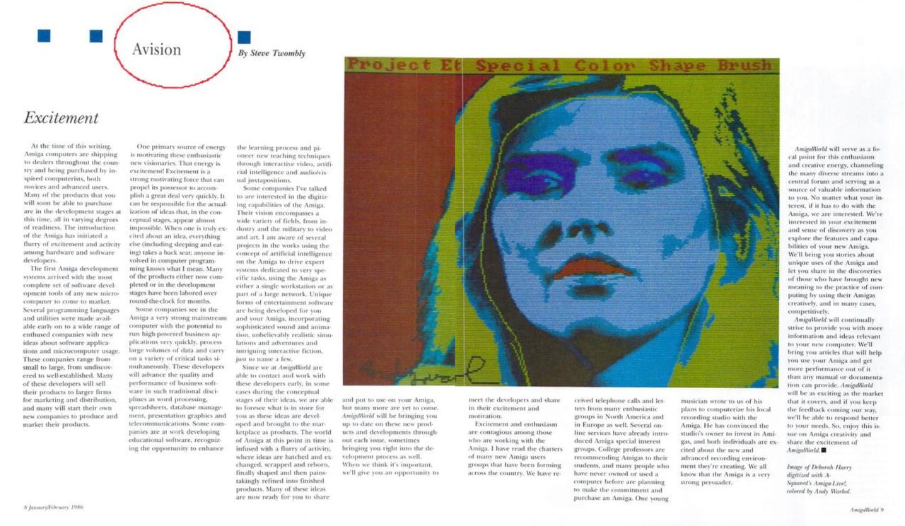Skan pisma Amiga World z wywiadem z Warholem, fot. Amiga World/Archive.org