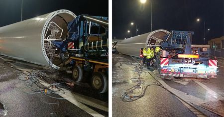 Paraliż na A4. Część turbiny zablokowała autostradę