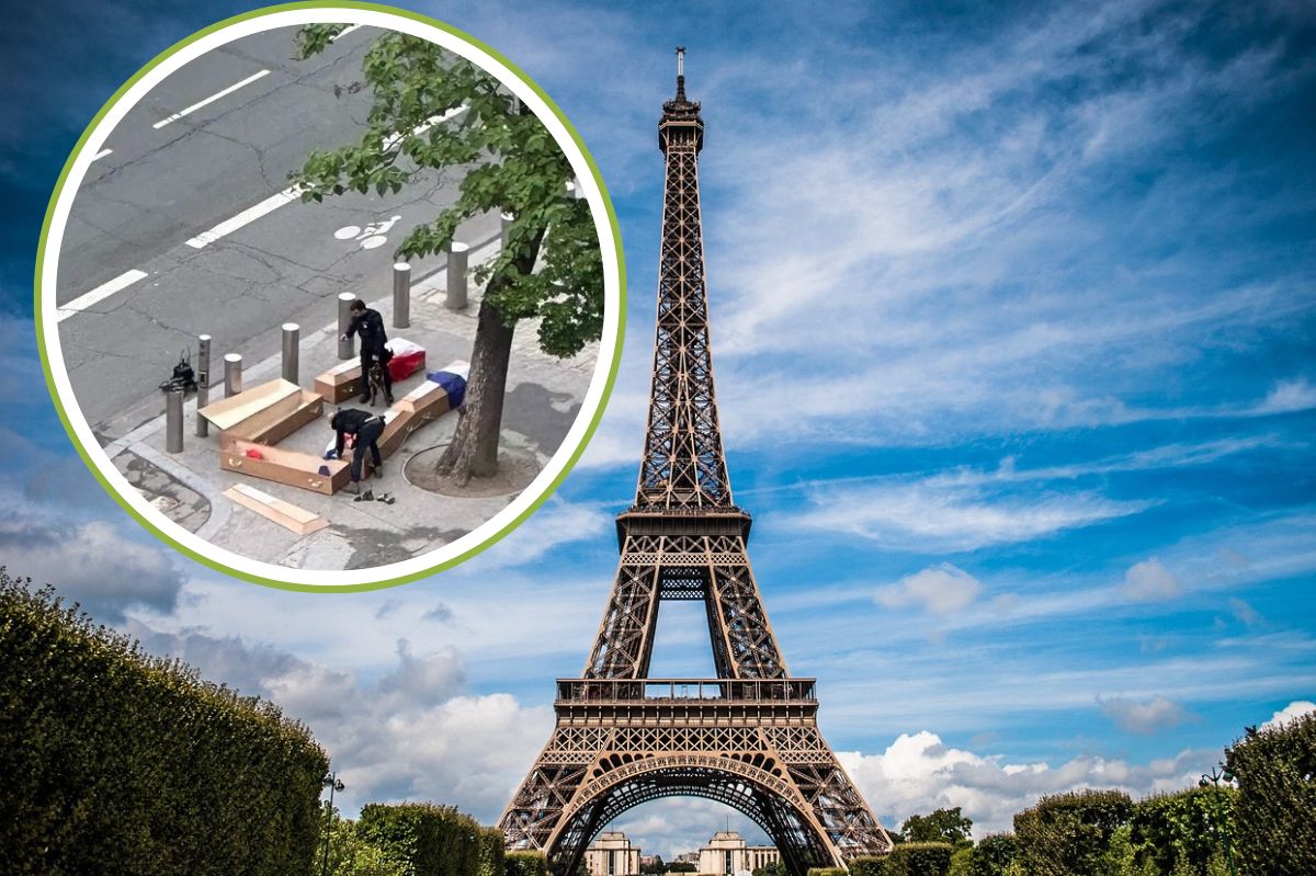 Near the Eiffel Tower, coffins were placed. Was there "foreign interference"?