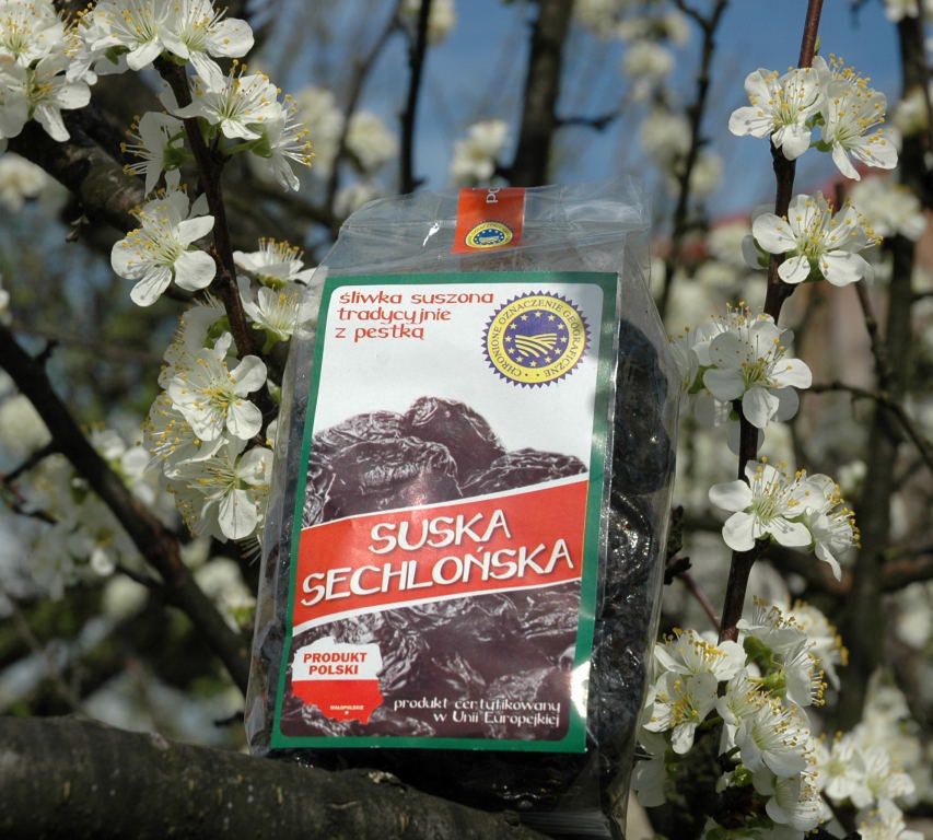Kwitnące śliwy na zboczach gór tworzą wyjątkowy obraz