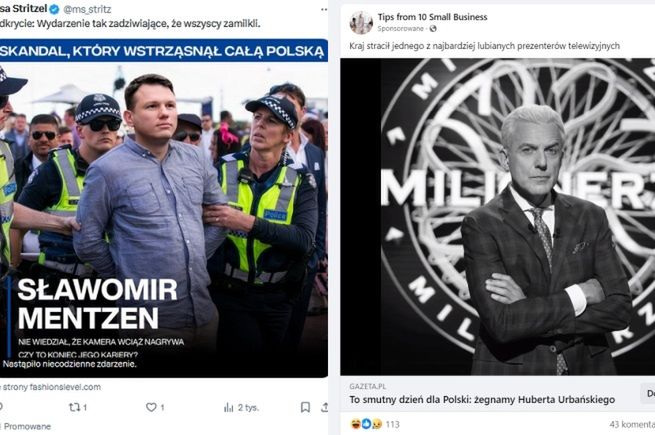 "Urbański nie żyje, a Mentzen zatrzymany". Plaga oszustw w mediach społecznościowych