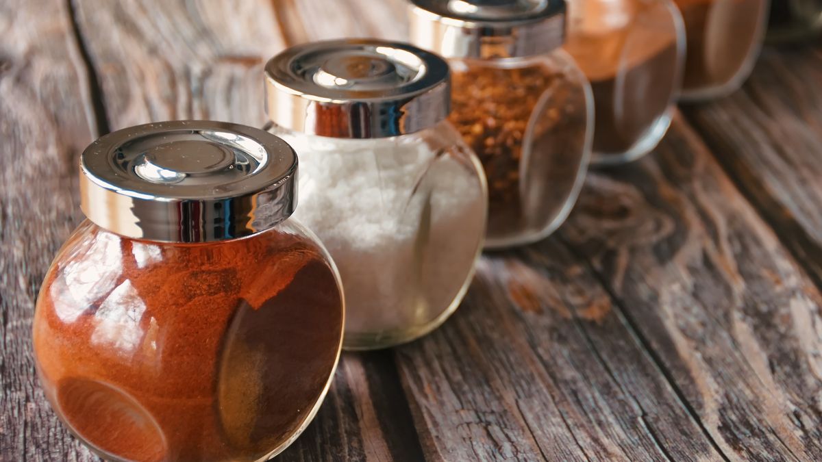 Various Colorful Herbs And Spices In Glass Container On Wooden BackgroundPhoto taken in Zagreb, CroatiaVedrana Sucic / EyeEmboard, glass, curry, pepper, color, cook, herbs, powder, salt, texture, colorful, domestic, vintage, wood
