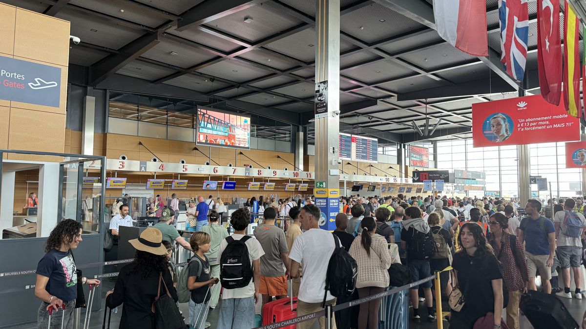 BRUSSELS, BELGIUM - JULY 19 : Passengers are seen waiting because of delayed flights due to the global communications outage caused by CrowdStrike, which provides cyber security services to US technology company Microsoft, at Charleroi Airport in Brussels, Belgium on July 19, 2024. (Photo by Ata Ufuk Seker/Anadolu via Getty Images)
