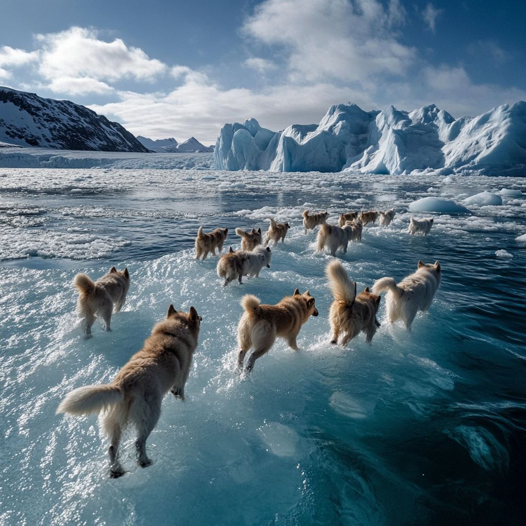 Szokujące zdjęcie z Grenlandii: psy "chodzące po wodzie" ujawniają dramatyczne skutki topnienia lodu!