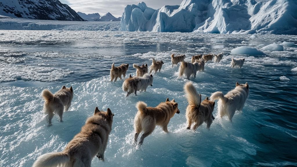 Shocking photo from Greenland: dogs 'walking on water' reveal dr