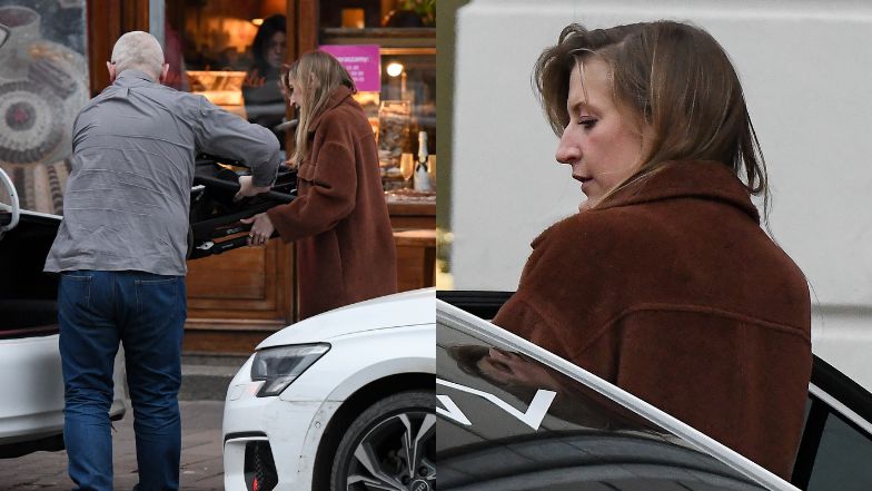 Lara Gessler zajada się pączkiem na ulicy 