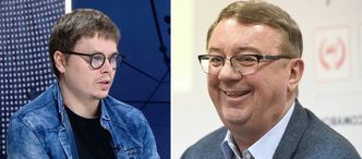 Sprzeczka Janusza Filipiaka i Jarosława Królewskiego. W tle piłkarskie derby Krakowa