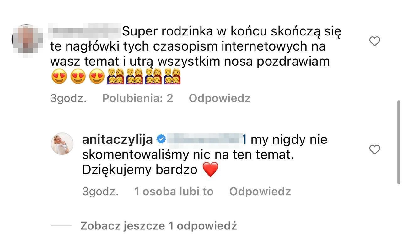 Komentarze pod postem Anity i Adriana