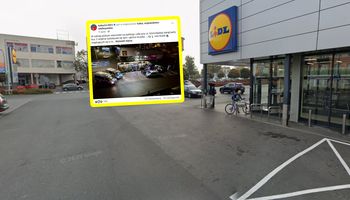 Stanął przed Lidlem. Zjechały się służby. Sceny na parkingu