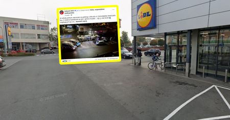 Stanął przed Lidlem. Zjechały się służby. Sceny na parkingu
