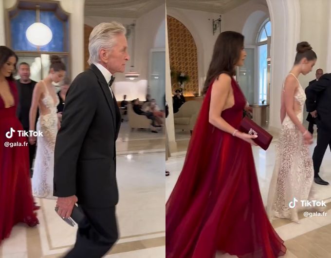 Michael Douglas i Catherine Zeta-Jones na nagraniu z Cannes