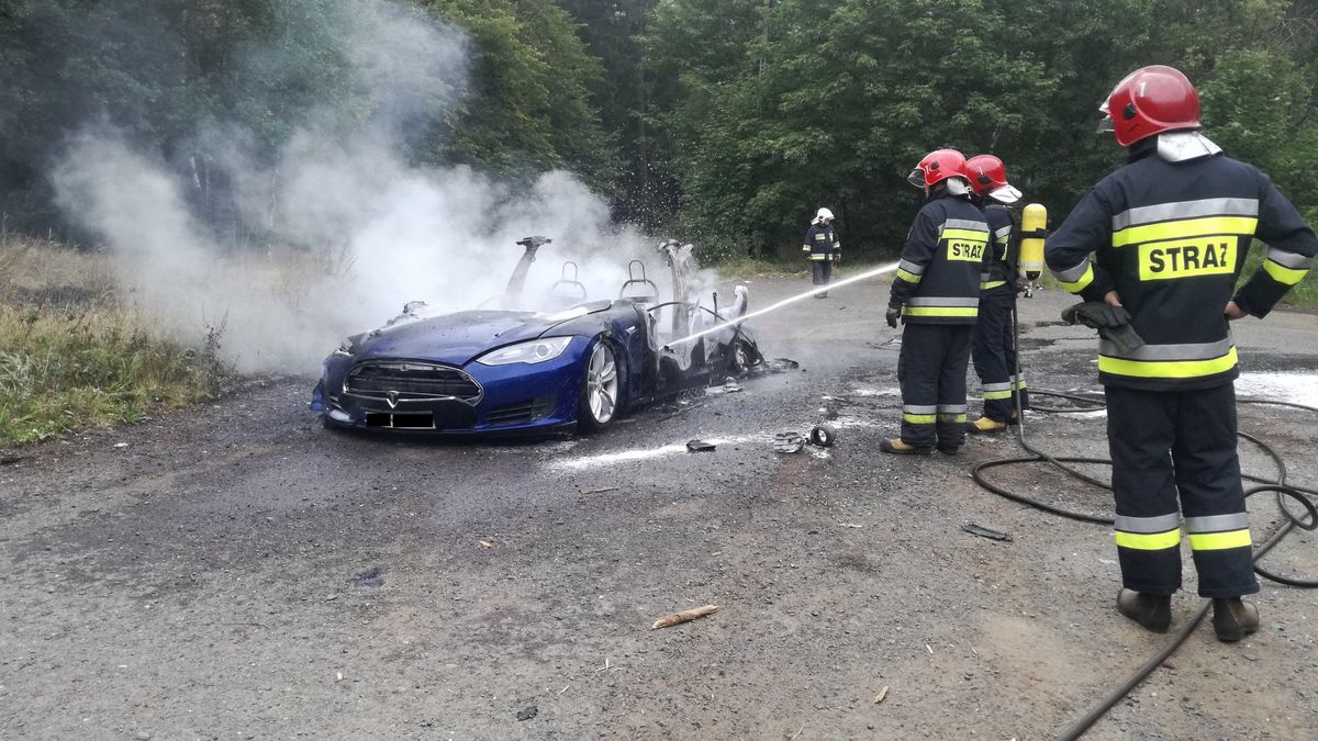 Dobrze, że strażacy wiedzieli, jak się zachować gasząc teslę model s