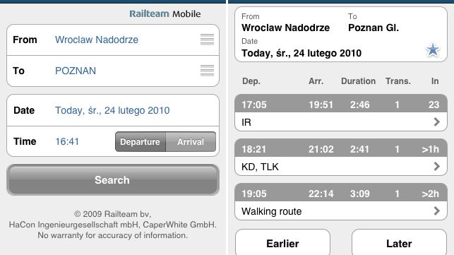 Rozkład PKP (i nie tylko) w iPhonie 1