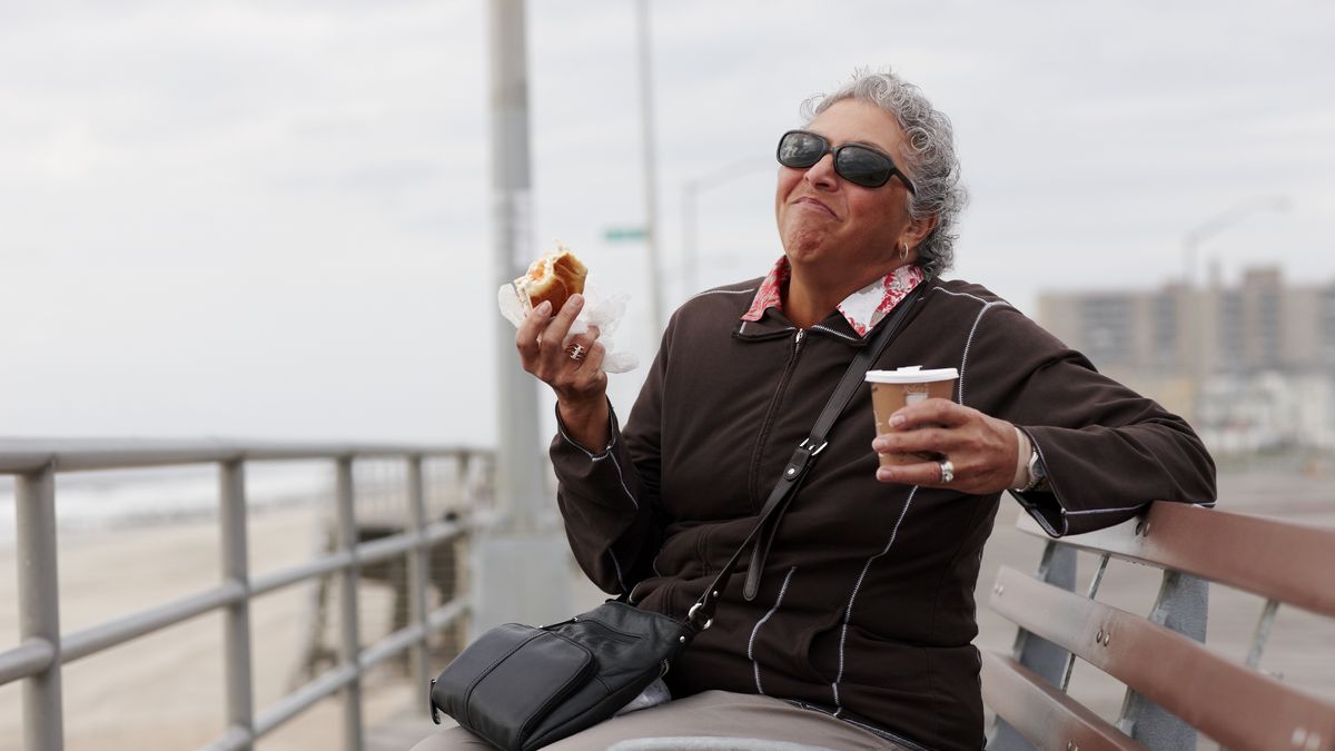 Women eating pastry and drinking coffee on boardwalk
Granger Wootz
65-69 years, active seniors, aging, beach, bench, carefree, coffee, coffee cup, color image, copy space, day, disposable cup, drinking, eating, food and drink, fun, gray hair, happy, holding, horizontal, humor, lifestyle, nature, new york, one person, outdoors, people, photography, portrait, posing, purse, queens, railing, relaxation, retirement, sandwich, senior adult, senior women, side view, sitting, smiling, sunglasses, surprise, take out food, three quarter length, travel, travel destinations, united states, vitality, woman