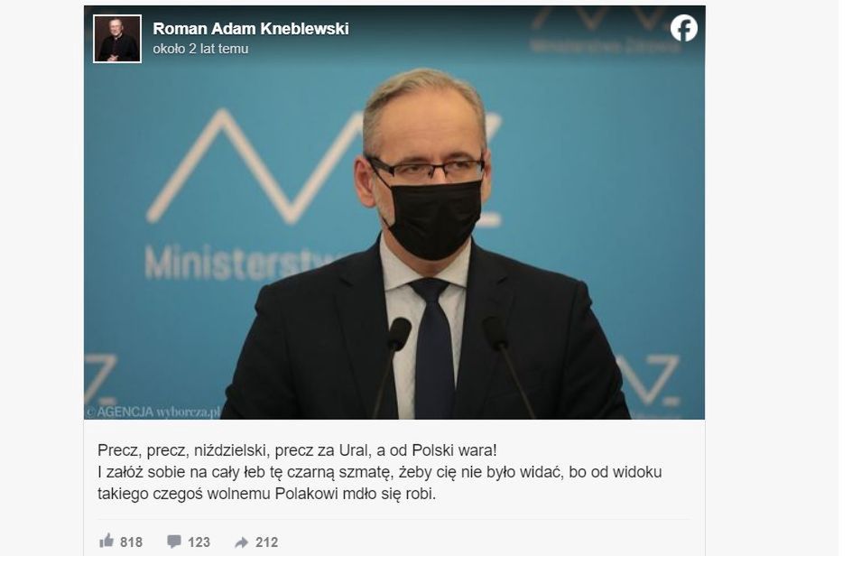 Wpis księdza Romana Kneblewskiego