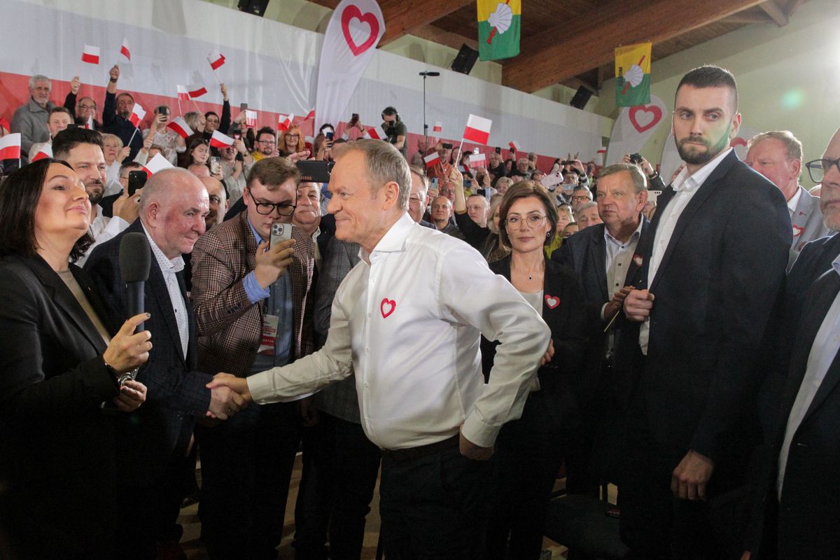 Premier Donald Tusk (PO) w Morągu