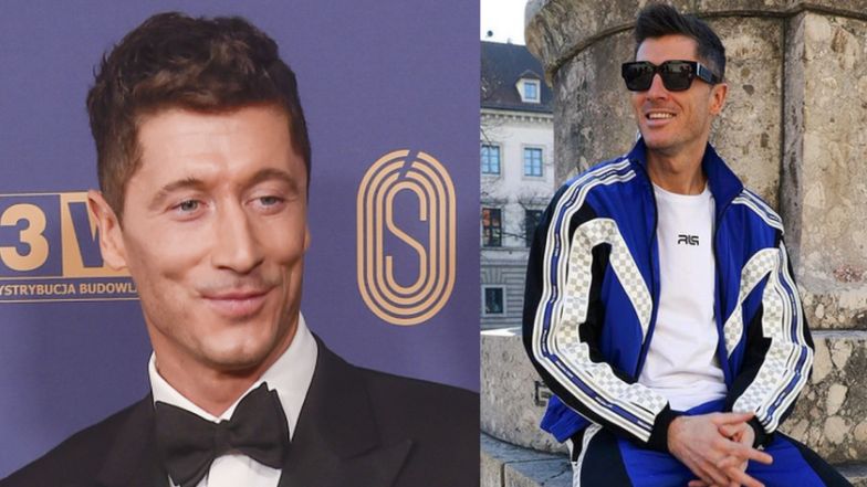 Robert Lewandowski w drogim, poliamidowym dresie