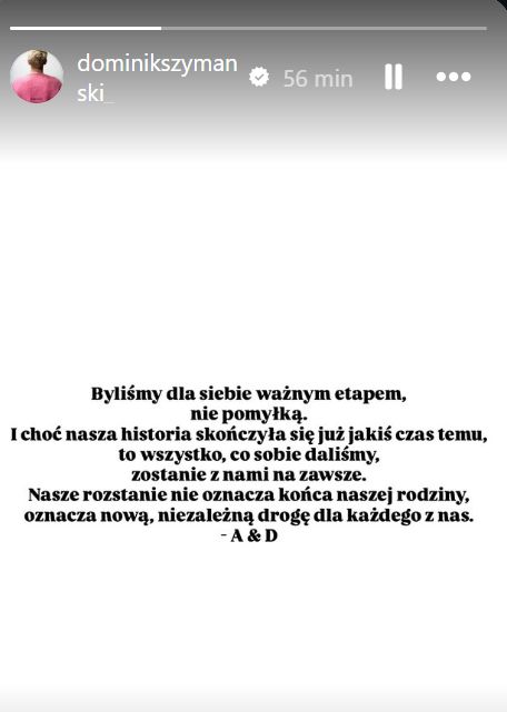 Dominik Szymański i Amelia Wnęk rozstali się