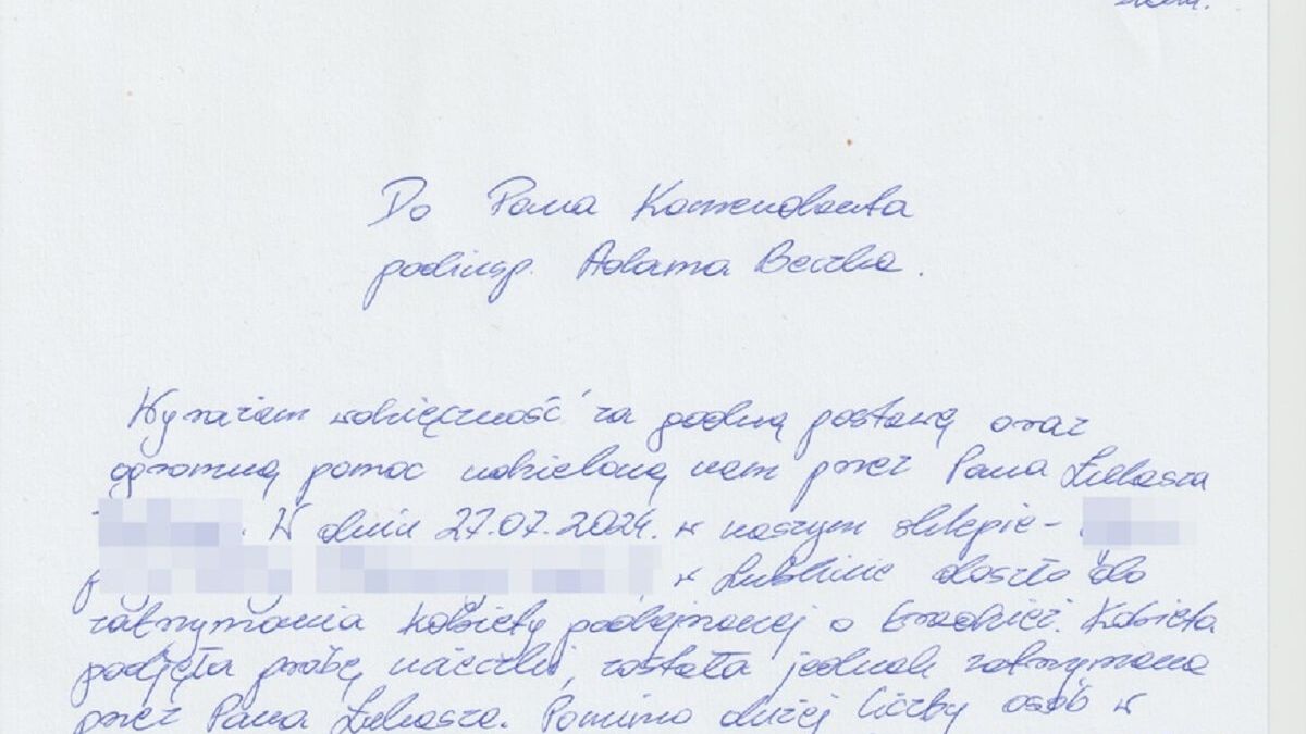 Podziękowanie od kierownika sklepu