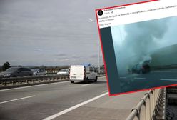 Pożar samochodu na autostradzie. Kierowcy stali w korku