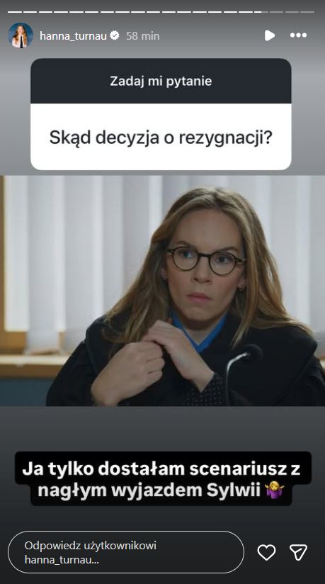 Hanna Turnau żegna się z "M jak miłość"