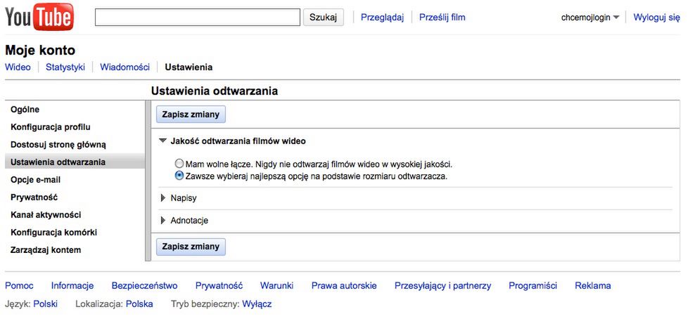 Jak automatycznie odtwarzać filmy w YouTube w najwyższej jakości? 2