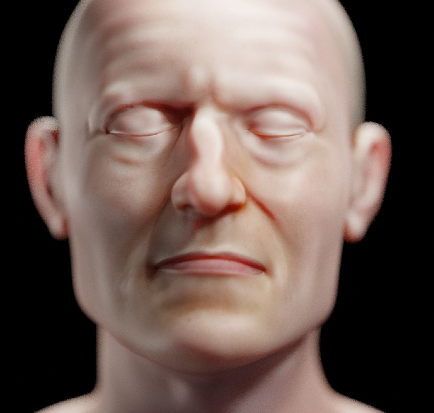 Rekonstrukcja twarzy Dantego z bdania - Moraes, Cicero & Beaini, Thiago. (2024). A Aproximação Facial de Dante Alighieri (1265-1321). 10.6084/m9.figshare.25273507