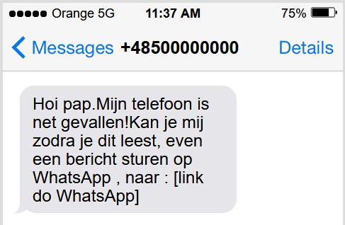 Fałszywy SMS w obcym języku