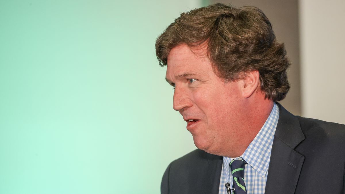 LAS VEGAS, NEVADA - NOVEMBER 20: Tucker Carlson speaks during RiskOn360! GlobalSuccess Conference at Ahern Hotel and Convention Center on November 20, 2023 in Las Vegas, Nevada. (Photo by Ian Maule/Getty Images)