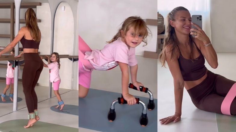 Anna Lewandowska ćwiczy z córką