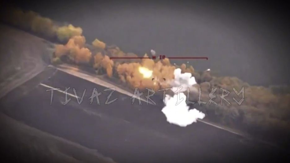 Samozapłon rakiety rosyjskiego Buka po trafienia przez HIMARS-a.