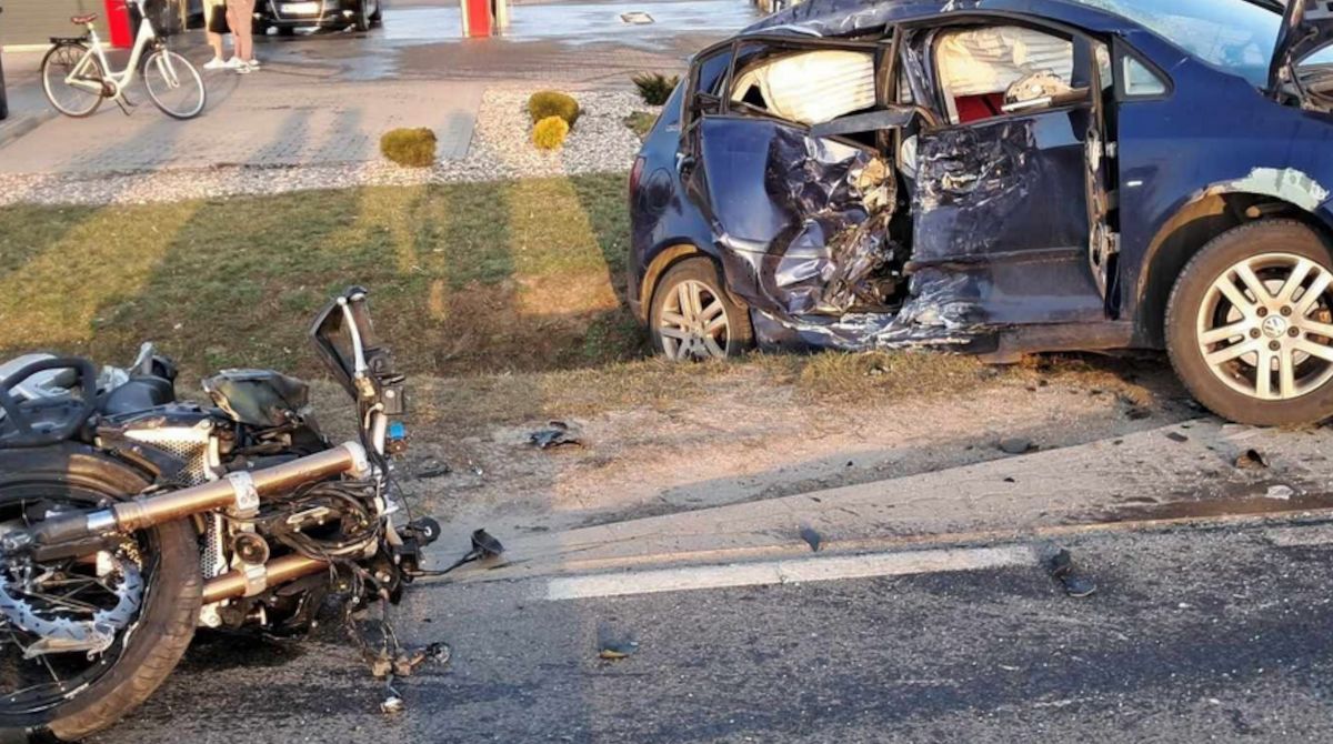 Śmiertelny wypadek motocyklisty.