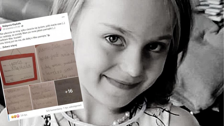 8-letnia Małgosia Kląskała nie żyje. Przed śmiercią napisała poruszający list