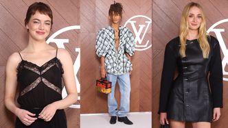 Gwiazdy pozują na pokazie Louis Vuitton w Paryżu: Emma Stone, Sophie Turner i Jaden Smith z kuferkiem