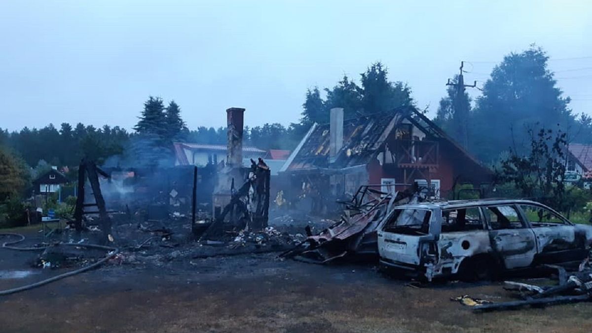Pożar w domku letniskowym w Miodówku