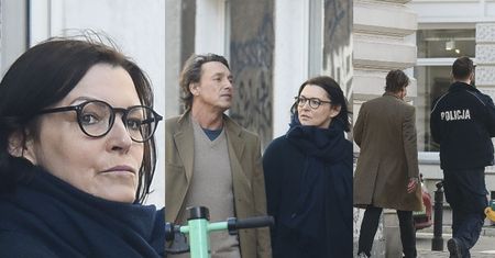 Tajemniczy Paul Montana i Ilona Felicjańska gawędzą z POLICJANTEM przed sklepem spożywczym (ZDJĘCIA)
