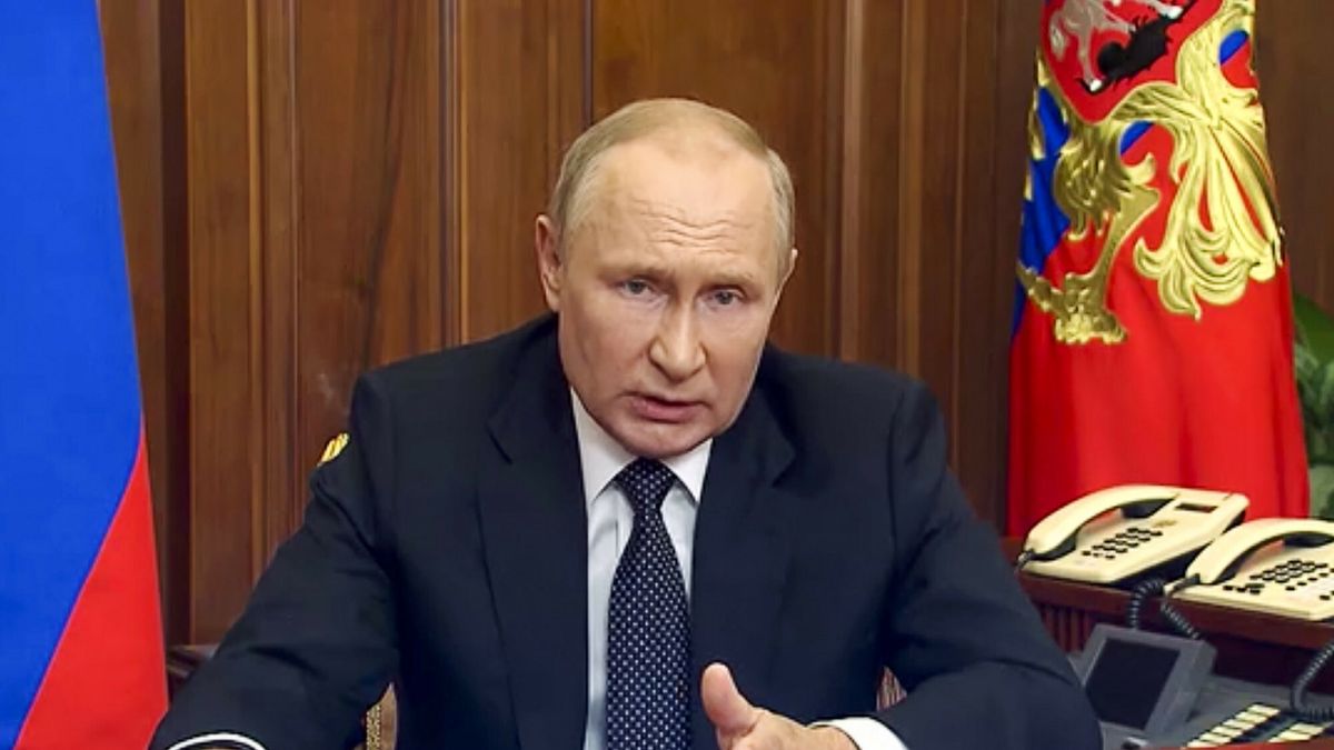 arch52
In this image made from video released by the Russian Presidential Press Service, Russian President Vladimir Putin addresses the nation in Moscow, Russia, Wednesday, Sept. 21, 2022. (Russian Presidential Press Service via AP)